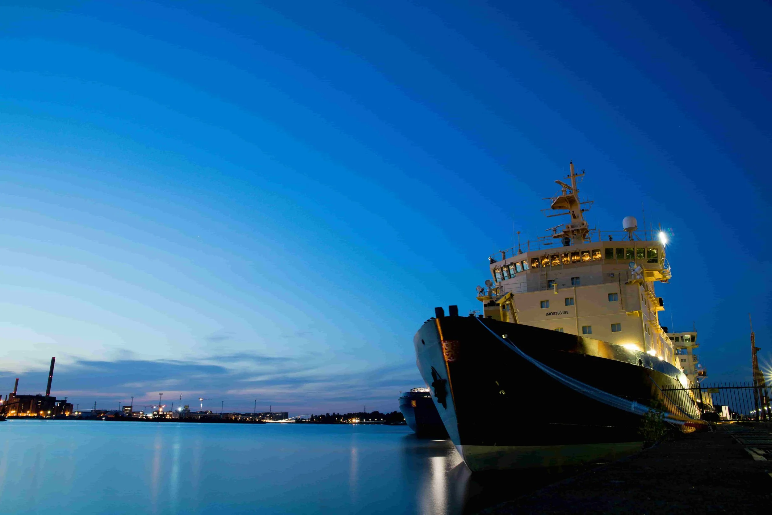 Container ship at port